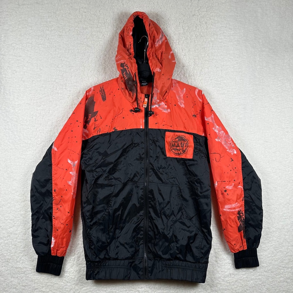 Vintage Maui and Sons Shark Windbreaker Surf Full Zip Hooded Jacket Men S